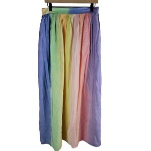 Eloquii Womens Sz 18 Skirt Rainbow Ombre Midi/Maxi Length Lined Spring Summer